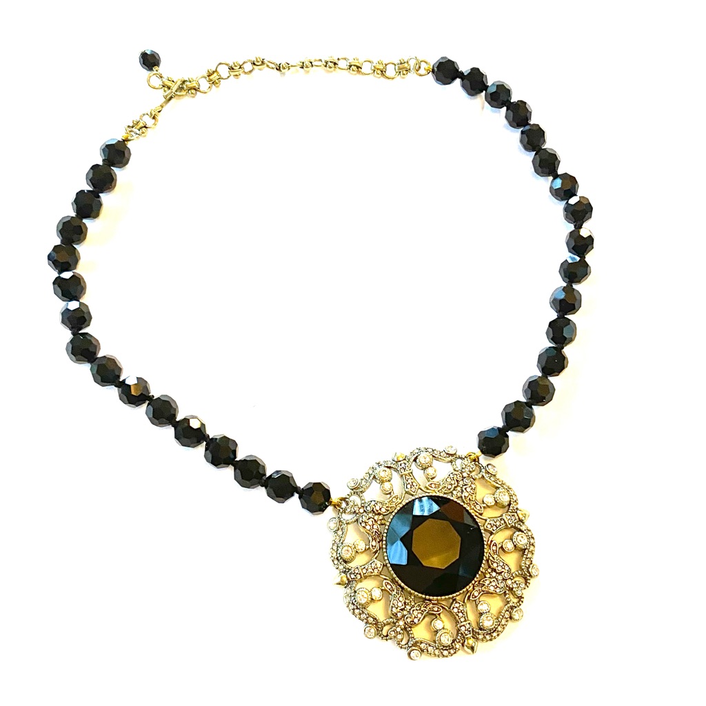 Heidi Daus Black Rhinestone Beaded Necklace 52$